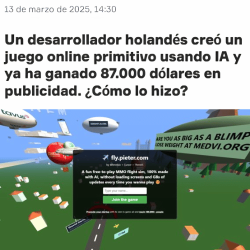fly.pieter.com, el juego MMO de vuelo creado con IA por Pieter Levels